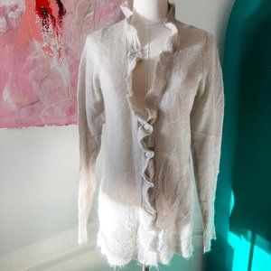 JCREW Mohair Ruffle Front‎ Sheer Cardigan